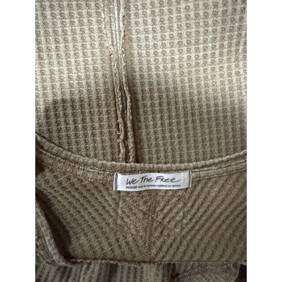 NEW FREE PEOPLE womens M Brown waffle knit cutout v neck Top sweater Tunic - Picture 9 of 10